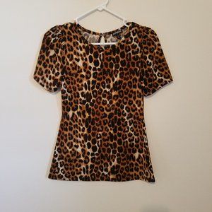 Express Women's Leopard Print Top Short Sleeve XS